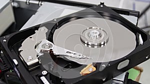 Hard disk drive for computer concept Working data storage read write