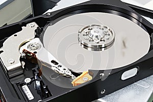 Hard disk drive for computer concept Working data storage read write