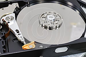 Hard disk drive for computer concept Working data storage read write