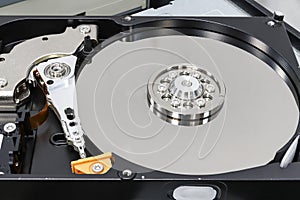 Hard disk drive for computer concept Working data storage read write