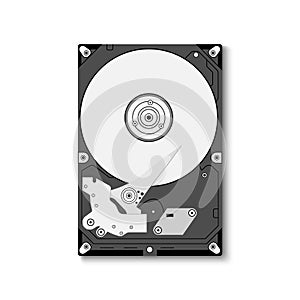 Hard disk drive HDD isolated on white background, vector