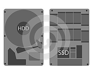 Hard disk drive hdd and ssd icon
