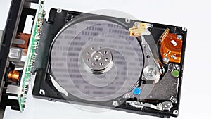 Hard disk drive (hdd) working open with moving head