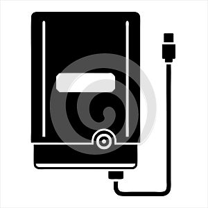 Hard disk drive icon isolated on white background from database and servers collection.