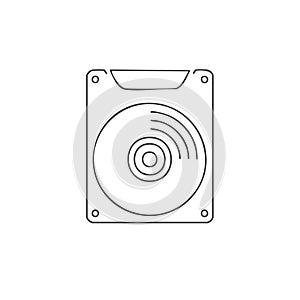 Hard Disk Drive Icon Outline Illustration Digital Data Storage Technology
