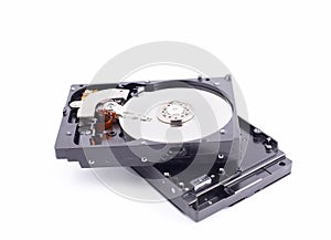 Hard disk drive with metal cover removed