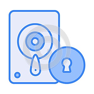 Hard disk drive security icon, data protection, security concept