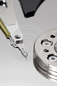 Hard Disk Drive Storage Macro Vertical Closeup