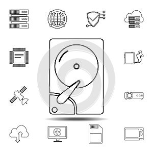hard disk icon. Simple thin line, outline vector element of Technology icons set for UI and UX, website or mobile application