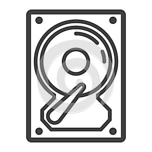 Hard disk line icon, hardware and hdd
