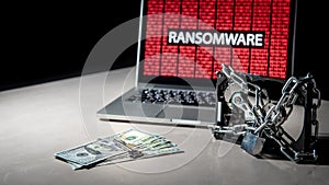 Hard disk locked with ransomware cyber attack on computer