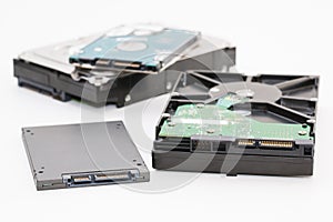 Hard disk next to ssd disk solid state drive