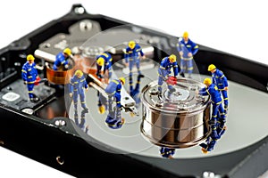 Hard disk repair concept. Macro photo photo