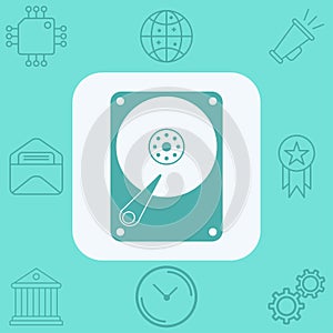 Hard disk vector icon sign symbol