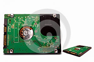 Hard Drive, Cut Out, Inside Of, White Background, Open