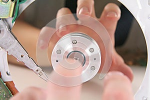 Hard drive details and hand