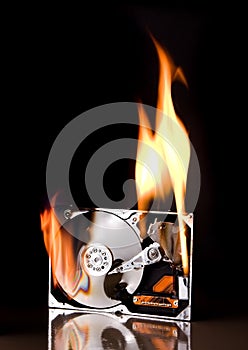Hard drive on fire