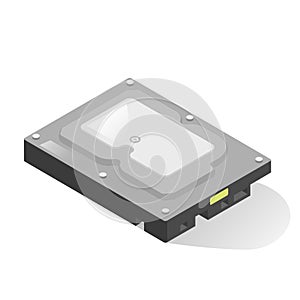 Hard drive, fixed disk or HDD for computer. Winchester realistic icon. Data storage device.