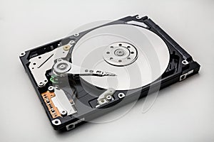 Hard drive HDD isolated on white background, exploded view