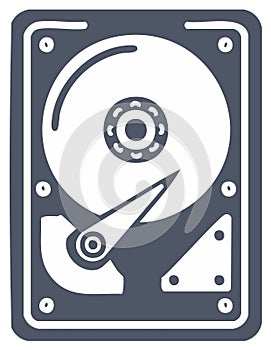 Hard drive icon illustration, computer technology concept, data storage symbol