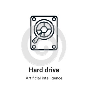 Hard drive outline vector icon. Thin line black hard drive icon, flat vector simple element illustration from editable big data