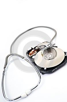 Hard drive with stethoscope
