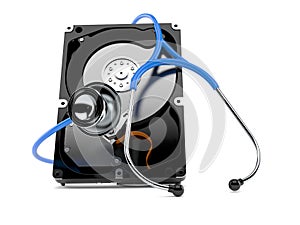 Hard drive with stethoscope