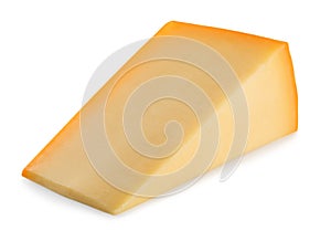 hard dutch gouda cheese isolated on white background