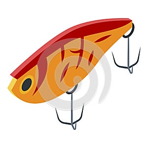 Hard fishing lure icon, isometric style