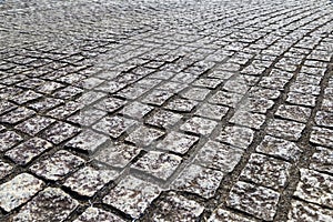 Hard gray cobble granite stone floor texture background