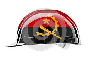 Hard hat with Angolan flag, 3D rendering