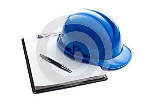 Hard hat with clipboard