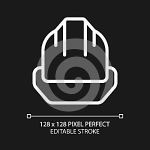 Hard hat pixel perfect white linear icon for dark theme