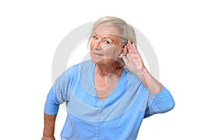 Hard of hearing attractive elderly woman
