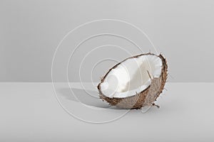 Hard light white background coconut and shell
