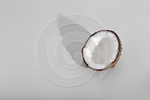 Hard light white background coconut and shell