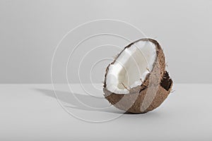 Hard light white background coconut and shell