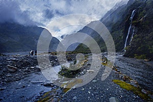 Hard rain in franz josef glacier new zealand