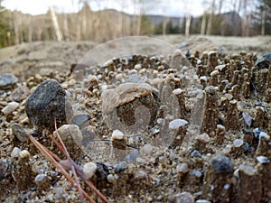 Hard rain then froze the ground lifting it to the sky