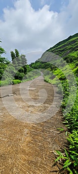 Hard road going up to landscape mountain top