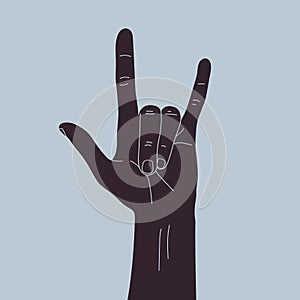 Hard rock horns sign. Hand showing rock gesture