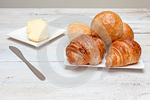 Hard roll and croissant