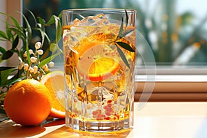 Hard seltzer with orange flavor in a glass