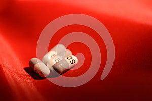 Hard-shelled capsules with red background
