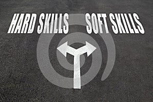 Hard skills vs soft skills choice concept