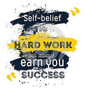 Hard Work is the key to all success. Rough poster design. Vector phrase on dark background. Best for posters, cards