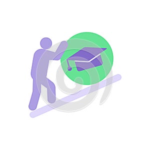 Hard work in studying vector flat color icon