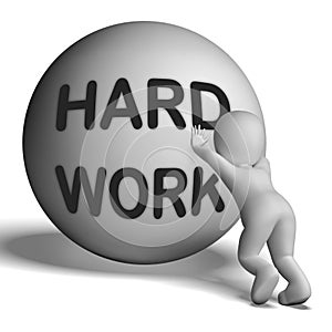 Hard Work Uphill Character Shows Difficult Working Labour