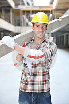 Hard worker on construction site