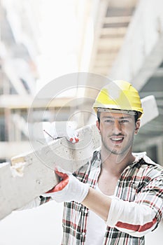 Hard worker on construction site